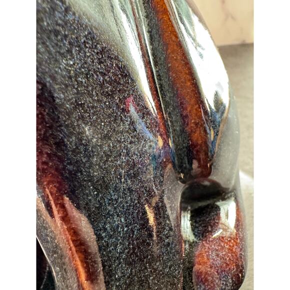 Mid Century Modern Ceramic Bear Scandinavian Design Purple Brown Glaze Mom & Cub - Picture 7 of 14